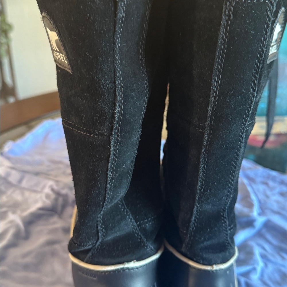 Sorel Boots Womens Black Leather Tivoli Nl 2093-010 Suede Faux Fur See Pic 7 View 6